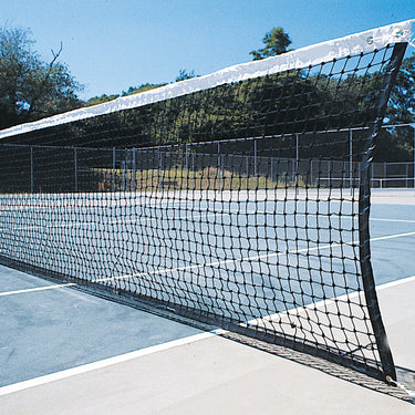 Tennis Replacement Net with Center Strap (1-3/4 in. Sq. - 3mm Polyethylene Knotted Mesh) (Outdoor) - Collegiate Tennis Net (42 ft.L x 42 in.H) (Black)